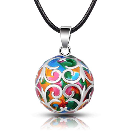 EUDORA Harmony Ball Necklace Flower-de-luce Colorful Chime Pendant Pregnancy Gift 30" & 45" Chian - Image 1