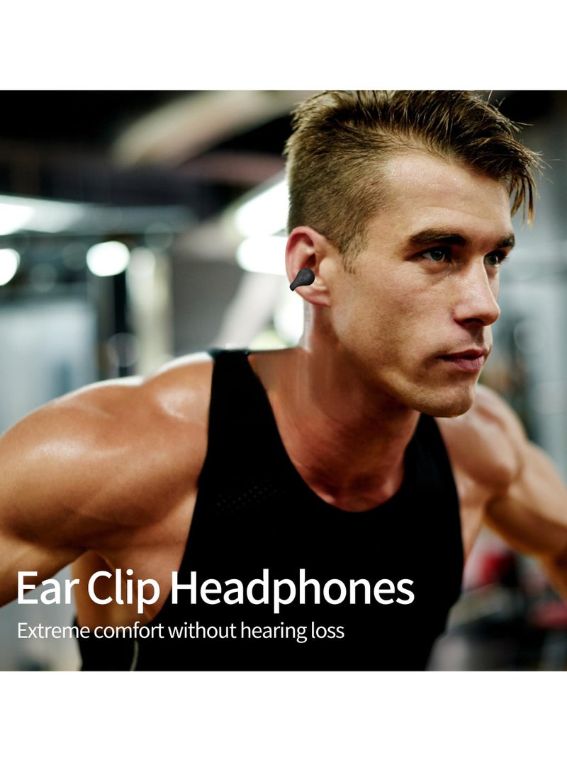 SYOSI - Open Ear Headphones Bluetooth 5.3 with Charging Case Earring Wireless Earbuds Compatible with iPhone and Samsung Low Latency Not Ear IPX5 Waterproof Clip Headphones Fit Sport 45H Playtime Black - Image 1