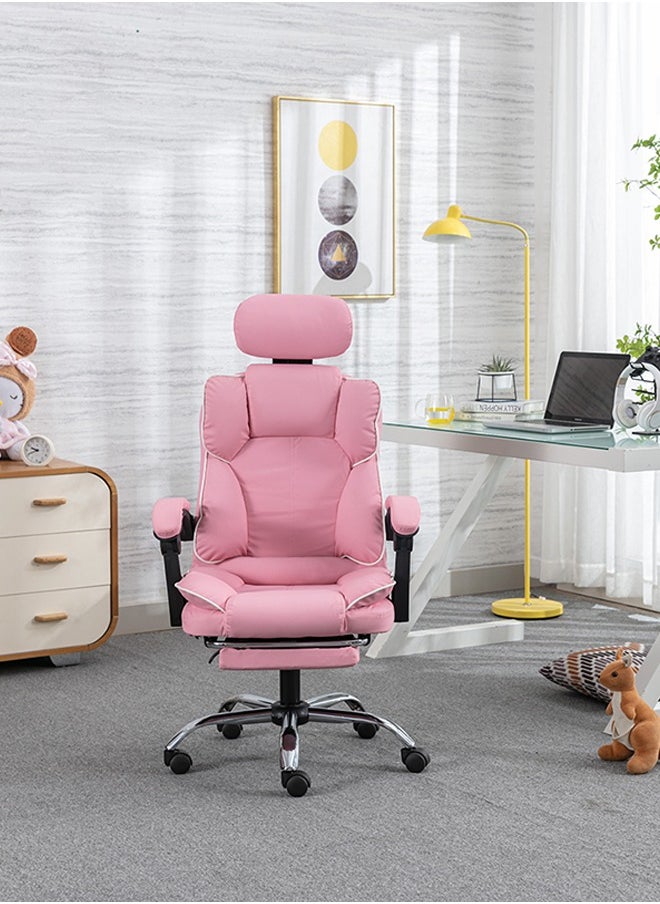 Gaming Chair Adjustable Computer Chair Pc Office Pu Leather High Back Lumbar Support Comfortable Armrest Pink