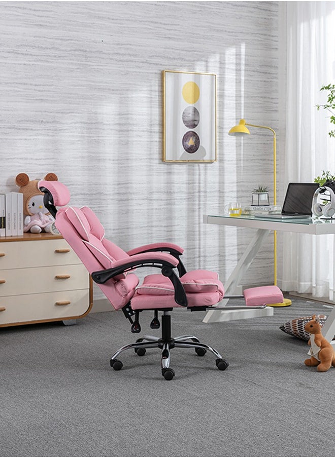 Gaming Chair Adjustable Computer Chair Pc Office Pu Leather High Back Lumbar Support Comfortable Armrest Pink