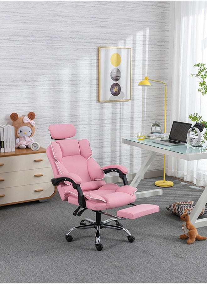Gaming Chair Adjustable Computer Chair Pc Office Pu Leather High Back Lumbar Support Comfortable Armrest Pink