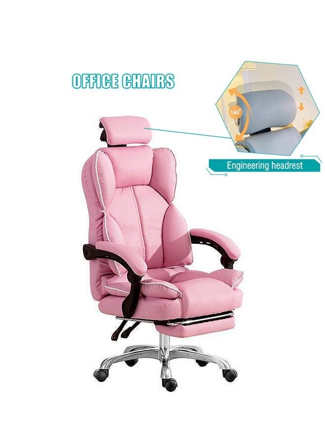 Gaming Chair Adjustable Computer Chair Pc Office Pu Leather High Back Lumbar Support Comfortable Armrest Pink