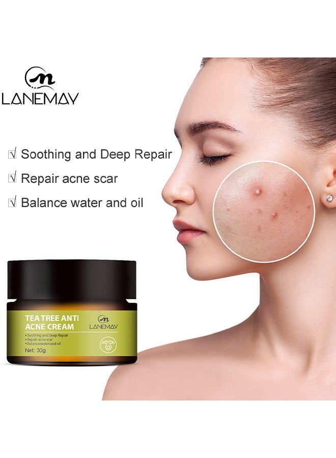 لينماي كريم شجرة الشاي الطبيعي المضاد لحب الشباب ، مهدئ وإصلاح عميق ، إصلاح توازن ندبات حب الشباب ، علاج حب الشباب الكيسي الطبيعي ، علاج حب الشباب الكيسي الطبيعي مناسب للبشرة الدهنية والمعرضة لحب الشباب 30 ج - Image 2