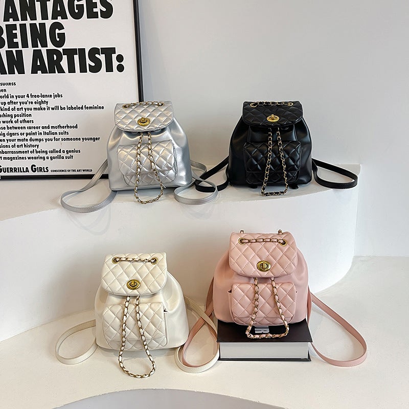 2024 Tweed Style Fashion Rhombus Backpack Bag New Fashion Chain Bucket Bag Casual Women'S Bag Ins - Image 5