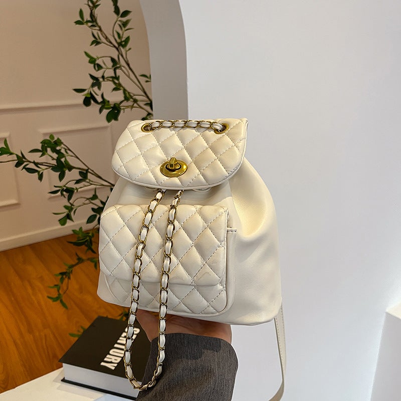 2024 Tweed Style Fashion Rhombus Backpack Bag New Fashion Chain Bucket Bag Casual Women'S Bag Ins - Image 2