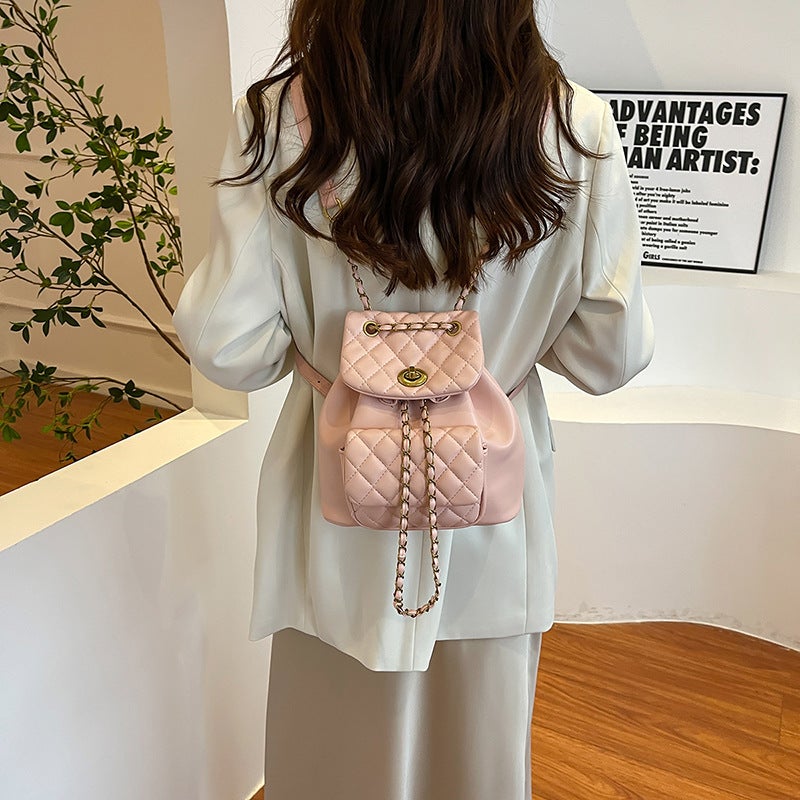 2024 Tweed Style Fashion Rhombus Backpack Bag New Fashion Chain Bucket Bag Casual Women'S Bag Ins - Image 3
