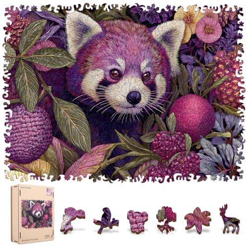 Mocfesk Wooden Puzzles for Adults Red Panda Puzzles 200 Pieces Unique Shaped Animal Jigsaw Puzzles for Adults and Kids Birthday Gifts Fun Family Game 122 x 91 - Image 1