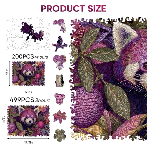 Mocfesk Wooden Puzzles for Adults Red Panda Puzzles 200 Pieces Unique Shaped Animal Jigsaw Puzzles for Adults and Kids Birthday Gifts Fun Family Game 122 x 91 - Image 5
