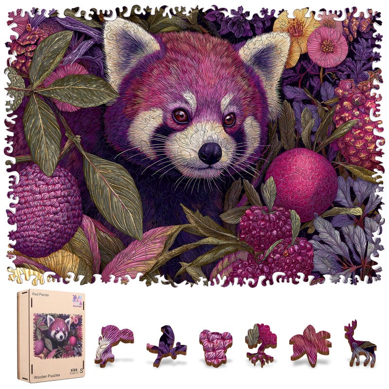 Mocfesk Wooden Puzzles for Adults Red Panda Puzzles 200 Pieces Unique Shaped Animal Jigsaw Puzzles for Adults and Kids Birthday Gifts Fun Family Game 122 x 91 - Image 3