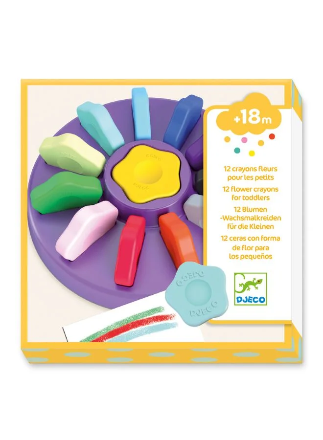DJECO 12 Flower Crayons For Toddlers