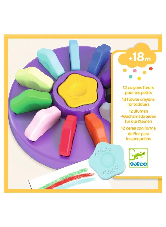 DJECO 12 Flower Crayons For Toddlers