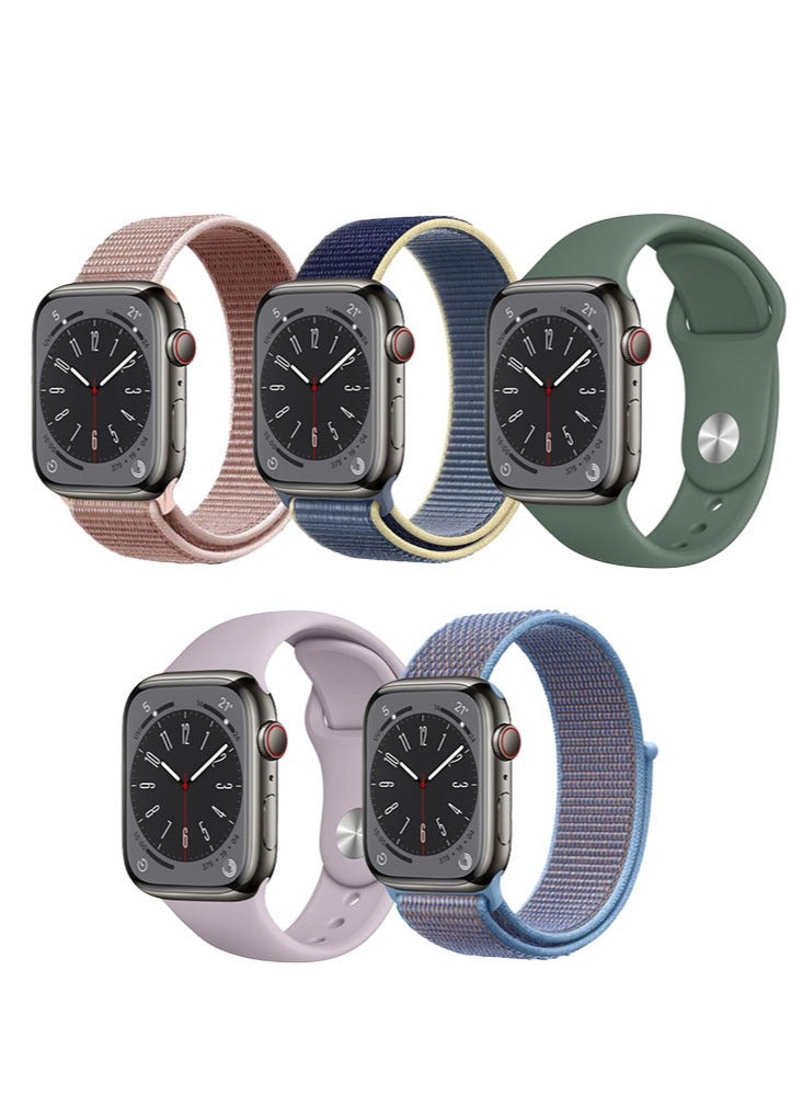 Perfii 5pcs Watch Bands Replacement for Apple Watch Strap Compatible with Apple Watch 42/41/40/38mm Series 10/9/8/7/6/5/4/SE - Image 1