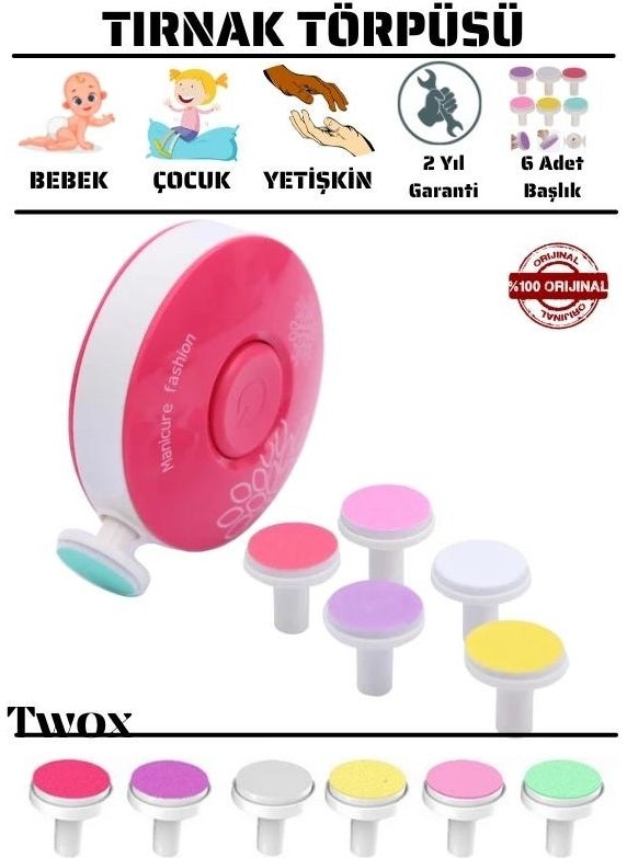 Twox Newborn Baby Rotary Battery-Operated Nail Clipper and File Machine Pink  - Image 3