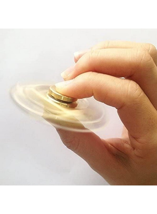 Premsons Premsons® Hand Spinner Desk Toy - High Speed Smooth Finger Spin Sensory Fidget Stress Relief Game Play for Kids & Adults - Birthday Party Gift - Metal - Gold Dual - Image 3