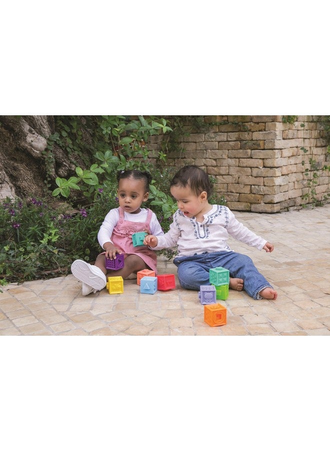 Edushape Edushape Pop Soft Baby Blocks - Set of 10 Textured Numbered Stacking Blocks for Building & Development - Soft Blocks for Babies 6-12 Months with Bright Colors that Snap Together to Encourage Learning - Image 4