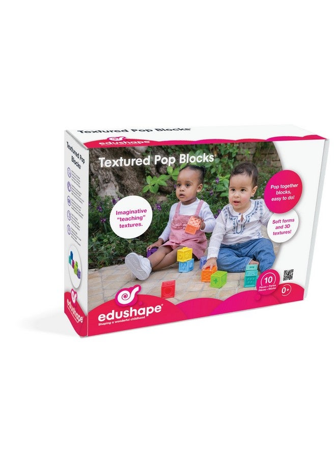 Edushape Edushape Pop Soft Baby Blocks - Set of 10 Textured Numbered Stacking Blocks for Building & Development - Soft Blocks for Babies 6-12 Months with Bright Colors that Snap Together to Encourage Learning - Image 5