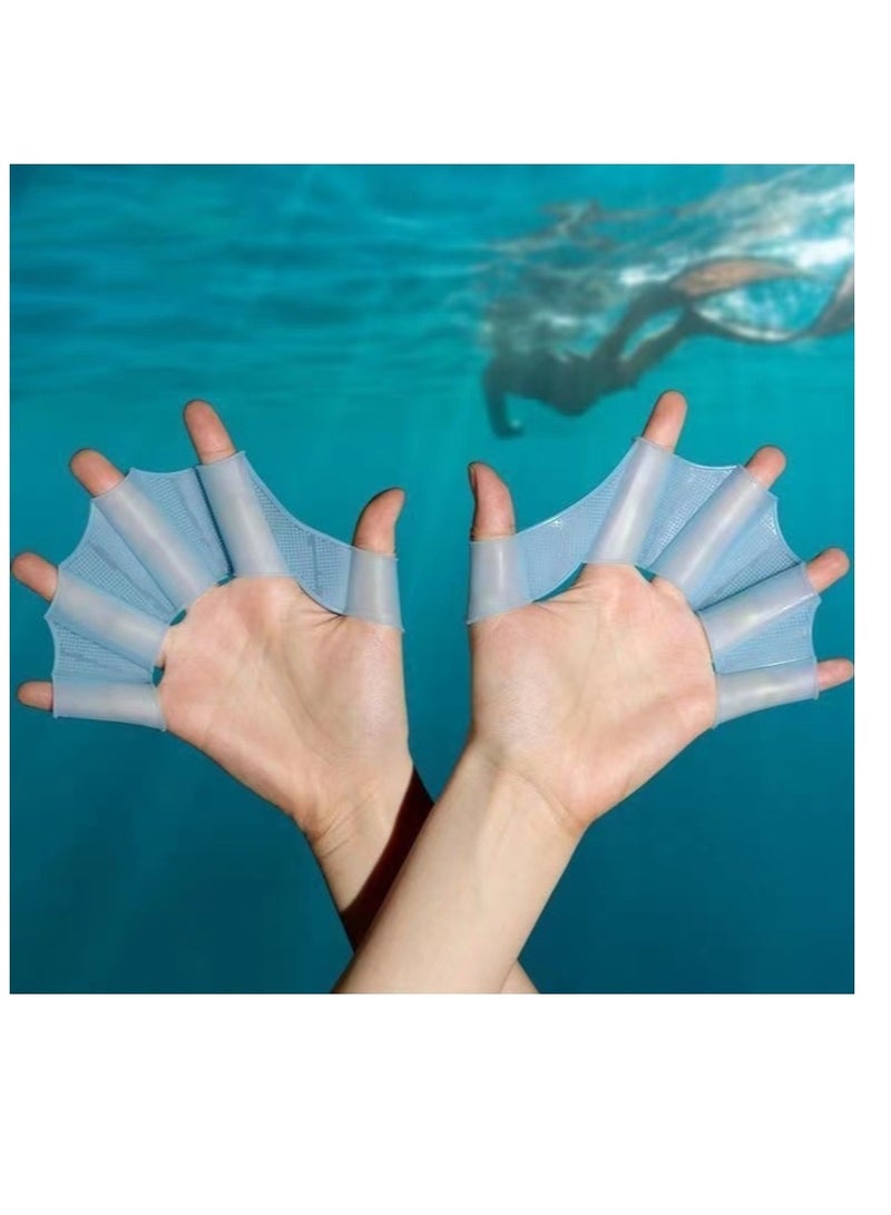 Silicone Swimming Gloves Swimming Fins Equipment Fins Hand Webs Palm Finger Frog Webs Water Training Waterproof Fitness Paddling Aerobics Snorkeling Unisex Size M Suitable For Teenage Women - Image 1