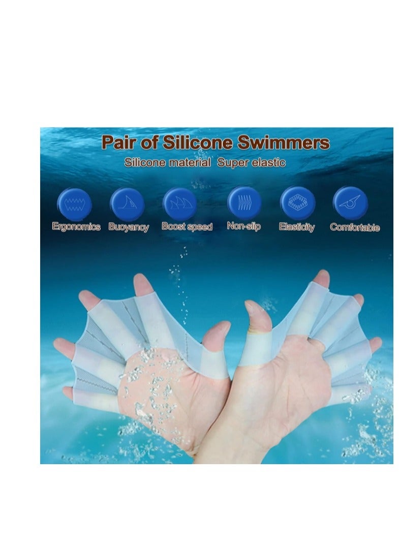 Silicone Swimming Gloves Swimming Fins Equipment Fins Hand Webs Palm Finger Frog Webs Water Training Waterproof Fitness Paddling Aerobics Snorkeling Unisex Size M Suitable For Teenage Women - Image 4