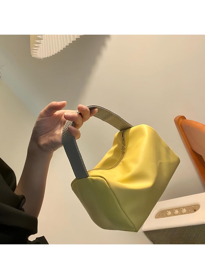 عام حقيبة تجميل محمولة بيد، ذات سعة كبيرة، بألوان حلوى، مثالية للسفر، وسهلة الحمل، وجميلة، لتخزين مستحضرات التجميل. - Image 5