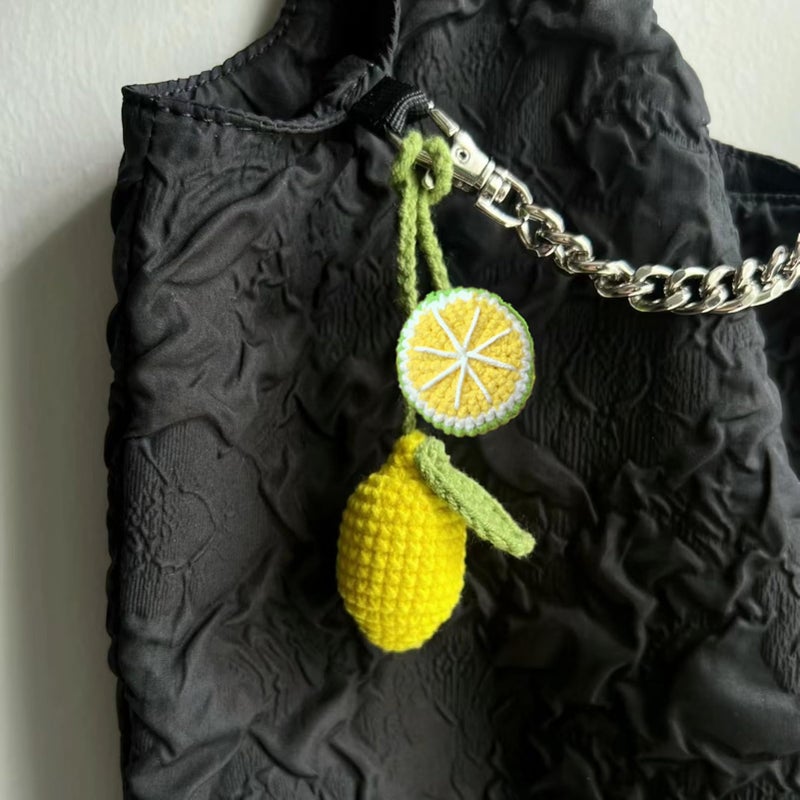 Mshion Car Rear View Mirror Hanging Accessory  Cute Lemon Car Accessories  Crochet Car Decor  Hand Knitted Car Mirror Hanger - Image 4