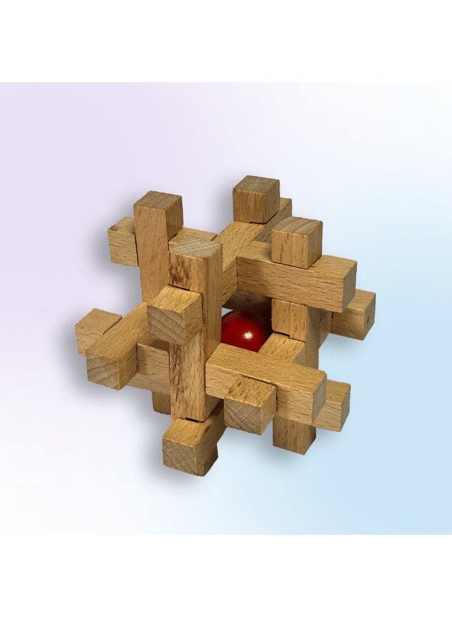 أحجية خشبية على شكل كرة سجن تيك تاك - Image 1