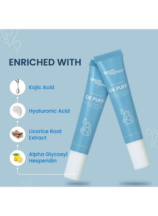Earth Rhythm - Depuff Under Eye Gel With Cooling Massage Roller For Dark Circles Puffy Eyes And Finelines; Enriched With Kojic Acid Hyaluronic Acid; For Men & Women 15 Gm - Image 1