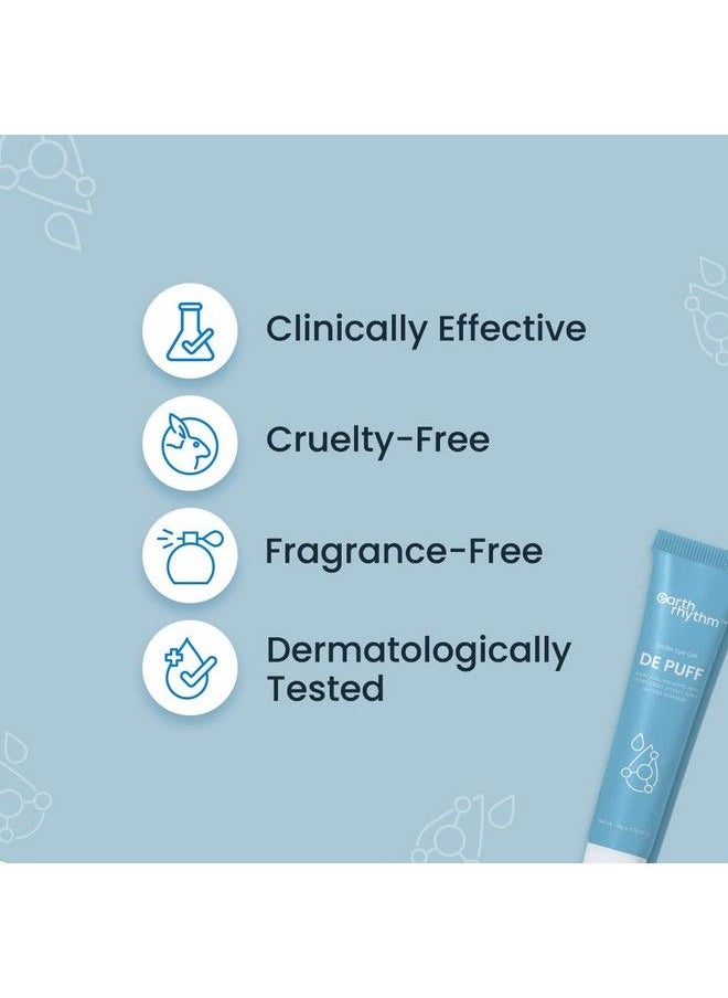 Earth Rhythm - Depuff Under Eye Gel With Cooling Massage Roller For Dark Circles Puffy Eyes And Finelines; Enriched With Kojic Acid Hyaluronic Acid; For Men & Women 15 Gm - Image 1