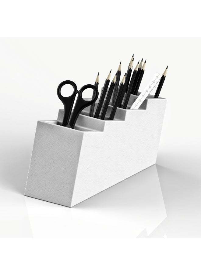 NANAO Remote Control Holder, 1 Pack, Grey+White, TPE Storage Box with 4 Compartments for TV, DVD Remotes, Desk Organizer for Office Supplies, Pens - Image 1