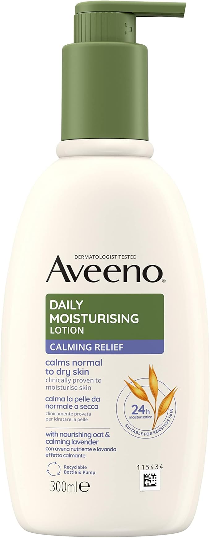 Aveeno لوشن أفينو اليومي المرطب مع تخفيف مهدئ 1x 300 مل لوشن جسم مهدئ مع الشوفان المغذي ورائحة اللافندر المهدئة مرطب جسم لطيف يهدئ البشرة العادية إلى الجافة الحساسة - Image 2