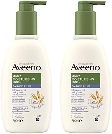 Aveeno لوشن أفينو اليومي المرطب مع تخفيف مهدئ 1x 300 مل لوشن جسم مهدئ مع الشوفان المغذي ورائحة اللافندر المهدئة مرطب جسم لطيف يهدئ البشرة العادية إلى الجافة الحساسة - Image 1