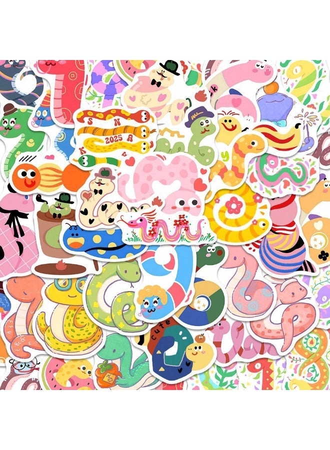 NIBEMINENT 60 Pcs Cartoon Dopamine Snake Deco Kit Waterproof Stickers, High Definition Printing Bright Colors, Suitable for Laptop Skateboard Luggage Water Bottle Guitar DIY - Image 1
