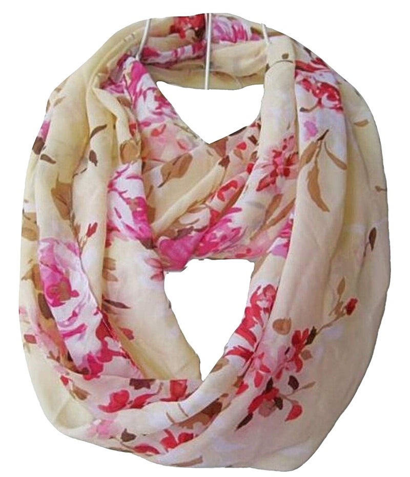 Tapp Collections Tapp C. Multicolor Floral Print Infinity Scarf - Cream - Image 1