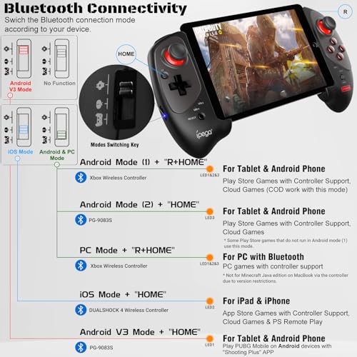 Joso Wireless Controller for iPad & Tablet, Compatible with iPhone & Android Phone, Bluetooth Game Controller with Clamp Lockable iPad/Tablet, Play COD Mobile, Genshin Impact, Cloud Gaming - Image 3