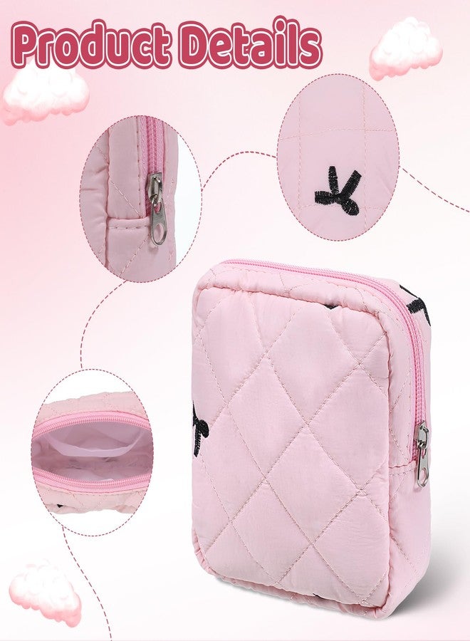 Tweruna Period Bag for Teen Girls, Sanitary Napkin Storage Bag with Bow Design, Cute Menstrual Pad Bags with Zipper, Tampon Holder for Purse, Feminine Product Bags (Pink - Image 4