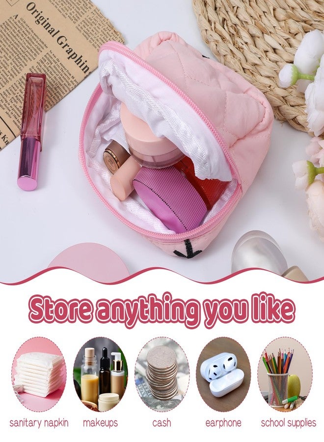 Tweruna Period Bag for Teen Girls, Sanitary Napkin Storage Bag with Bow Design, Cute Menstrual Pad Bags with Zipper, Tampon Holder for Purse, Feminine Product Bags (Pink - Image 3