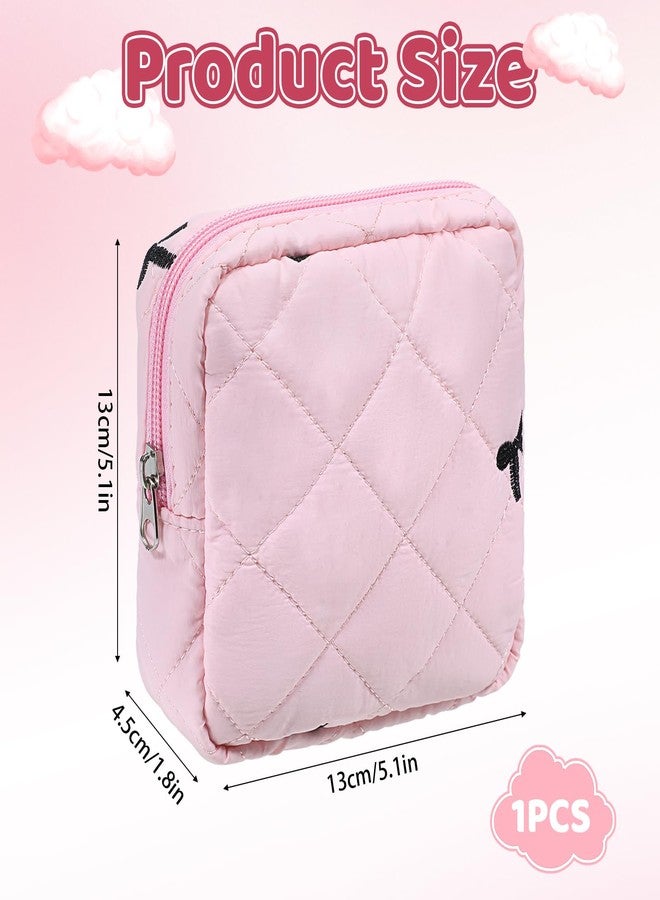 Tweruna Period Bag for Teen Girls, Sanitary Napkin Storage Bag with Bow Design, Cute Menstrual Pad Bags with Zipper, Tampon Holder for Purse, Feminine Product Bags (Pink - Image 2