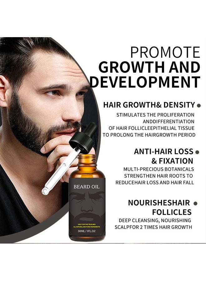 Beard Oil, Pure Natural Beard Growth Oil, Beard Moisturizing Softener, Beard Growth Products for Patchy Beard, Fathers Day, Perfect Gifts for Men Husband Boyfriend Dad, with Green Tea Scent (30 ml) - Image 3