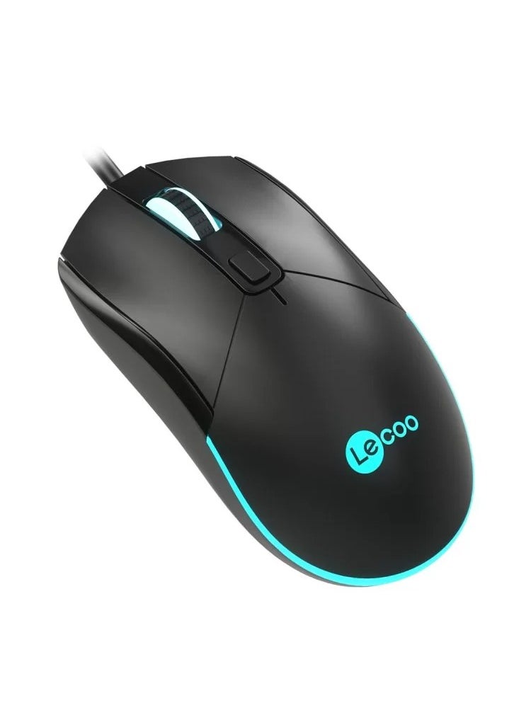 lecoo Wired Optical Gaming Mouse with RGB LED Lighting, 2400 DPI and 4 Buttons in Black - Muted Colorful Lights for Computer and Laptop, Personal and Office Use, Ergonomic and Stylish Design  - Image 1