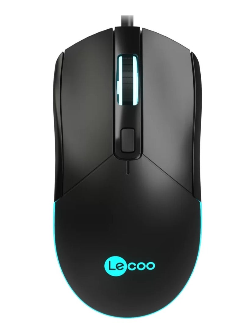 lecoo Wired Optical Gaming Mouse with RGB LED Lighting, 2400 DPI and 4 Buttons in Black - Muted Colorful Lights for Computer and Laptop, Personal and Office Use, Ergonomic and Stylish Design  - Image 2