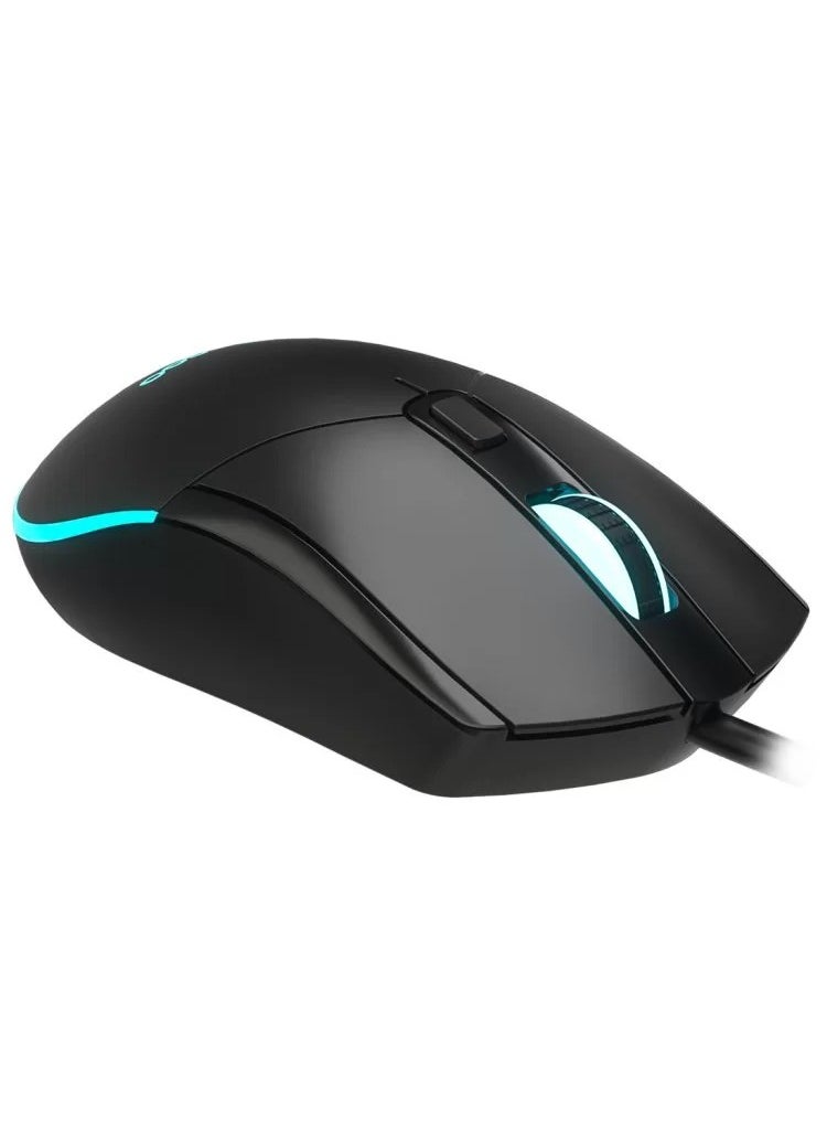 Wired Optical Gaming Mouse with RGB LED Lighting, 2400 DPI and 4 Buttons in Black - Muted Colorful Lights for Computer and Laptop, Personal and Office Use, Ergonomic and Stylish Design
