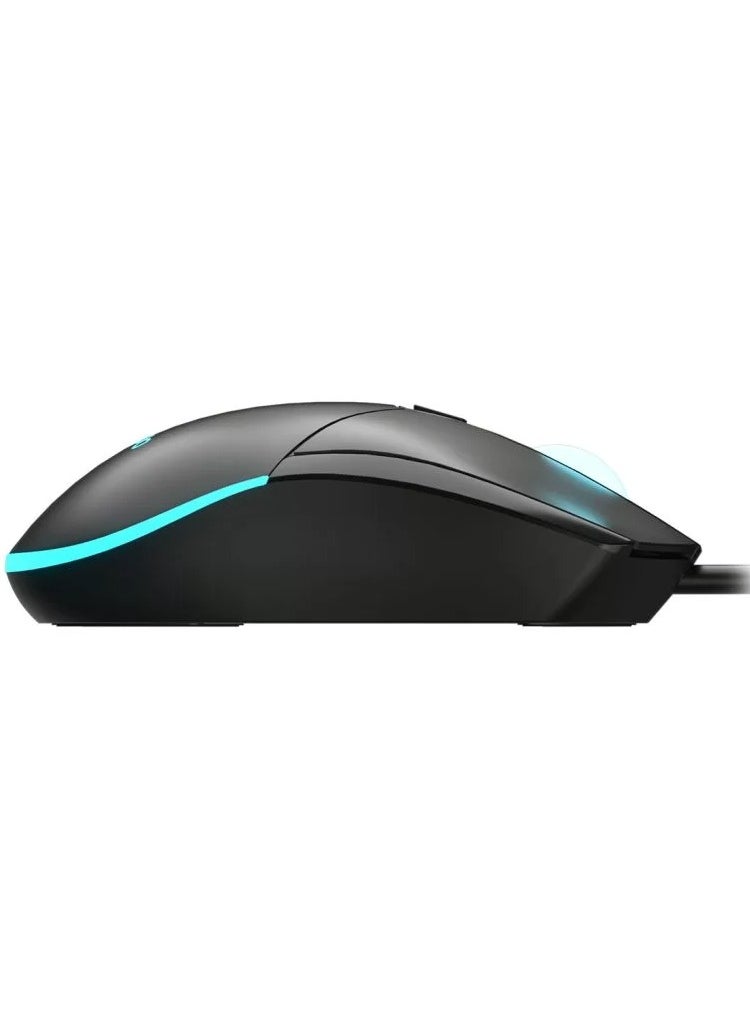 Wired Optical Gaming Mouse with RGB LED Lighting, 2400 DPI and 4 Buttons in Black - Muted Colorful Lights for Computer and Laptop, Personal and Office Use, Ergonomic and Stylish Design