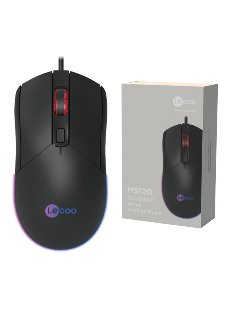 lecoo Wired Optical Gaming Mouse with RGB LED Lighting, 2400 DPI and 4 Buttons in Black - Muted Colorful Lights for Computer and Laptop, Personal and Office Use, Ergonomic and Stylish Design  - Image 3
