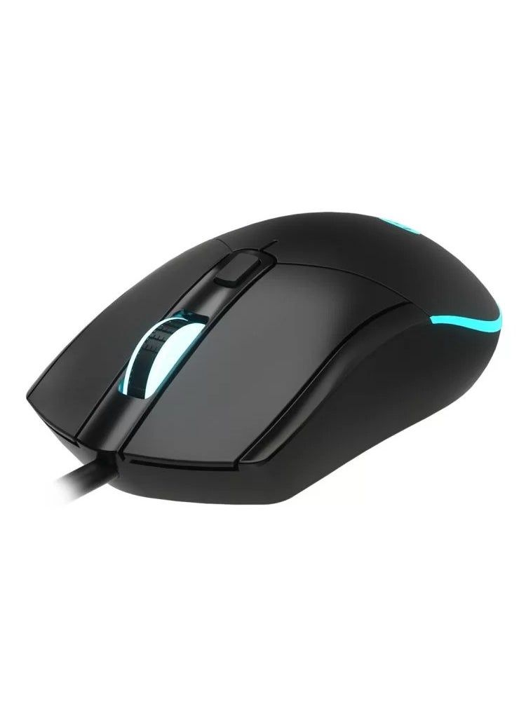 Wired Optical Gaming Mouse with RGB LED Lighting, 2400 DPI and 4 Buttons in Black - Muted Colorful Lights for Computer and Laptop, Personal and Office Use, Ergonomic and Stylish Design