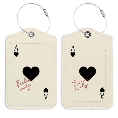 LARTSFRO Preppy Playing Cards Luggage Tags for Suitcases, Spade Luggage Tag, Feeling Lucky, Back to School, Trendy 2 Pack Luggage Tags for Travel, Teen Girls Gifts Suitcase Tags - Image 1