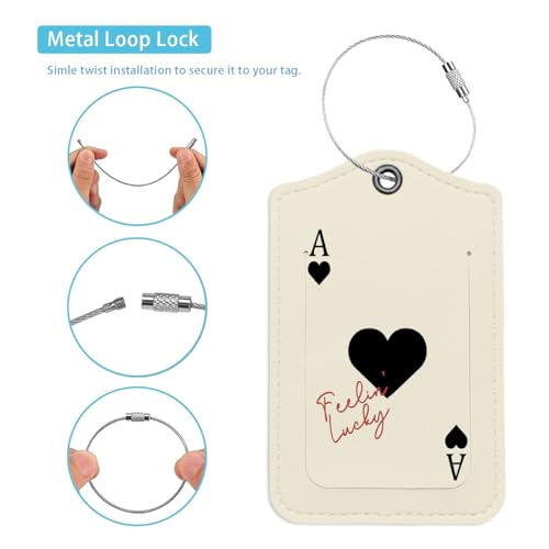 LARTSFRO Preppy Playing Cards Luggage Tags for Suitcases, Spade Luggage Tag, Feeling Lucky, Back to School, Trendy 2 Pack Luggage Tags for Travel, Teen Girls Gifts Suitcase Tags - Image 3