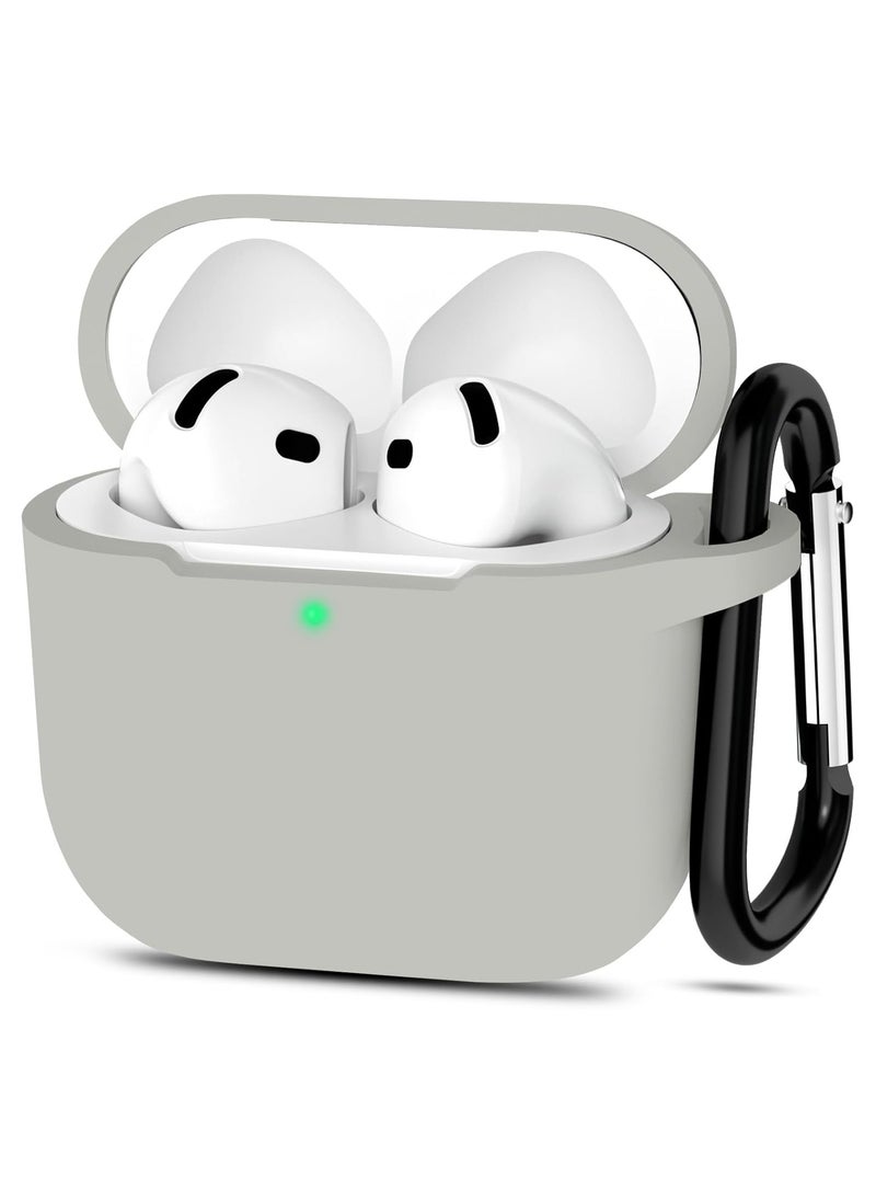 Generic - Grey Silicone Case For AirPods 4, Anti-Shock, Anti-Drop, Anti-Dust, Visible LED Light, Protective Cover with Keychain and Lanyard Compatible With AirPods 4th Generation 2024 - Image 1