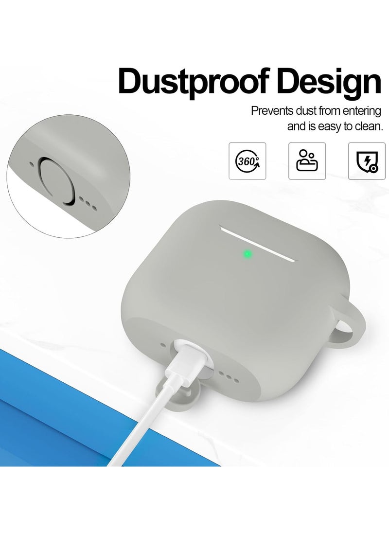 Generic - Grey Silicone Case For AirPods 4, Anti-Shock, Anti-Drop, Anti-Dust, Visible LED Light, Protective Cover with Keychain and Lanyard Compatible With AirPods 4th Generation 2024 - Image 1