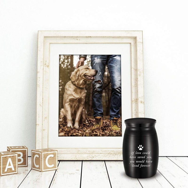 abooxiu 3 Inches Small Keepsake Urn for Pet Dog Ashes Aluminum Mini Cremation Urns for Dog Cat Memorial Ashes Urn for Sharing Fur Friend Ashes-Black - Image 4