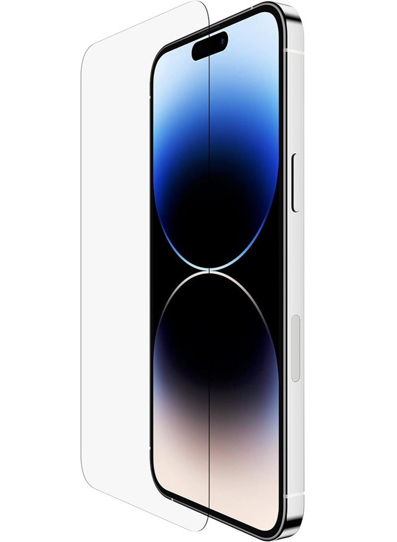 راكسوم واقي شاشة UltraGlass لهاتف iPhone 14 Pro Max، معالج بمواد مضادة للميكروبات، سهل التركيب بدون فقاعات مع صينية دليل التركيب المرفقة، تم اختباره على صلابة 9H - Image 1
