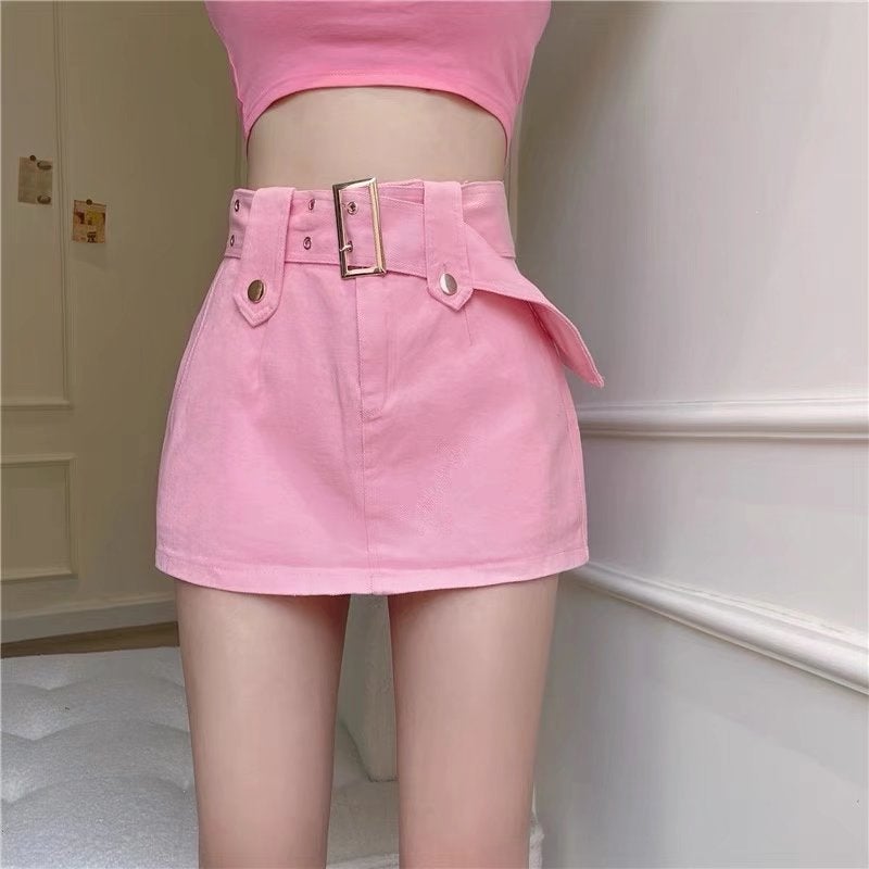 Denim Skirt Women'S American Style Retro High Waist Spice Girl'S Short Skirt A- Line Black Hip Skirt Skirt - Image 5